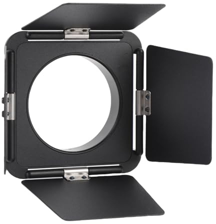 OVAQUIXI Bowens Small Mount Fyrbladsljusbaffel, Aluminiumlegering, Justerbar Ljuskontroll Hopfällbar, Bärbar för Porträtt/stilleben/vloggning Fotografering Belysningstillbehör