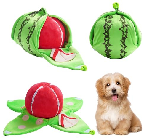 Nocciola 5 In 1 Dog Toys for Hide and Seek Enrichment & Intelligence | Dog Toys Indestructible with Crinkle Papers,Detachable Dog Toys for Boredom of Small Medium Large （ Watermelon ）