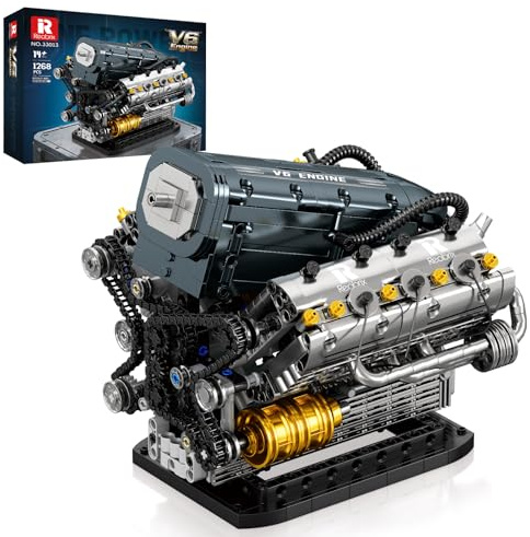 Reobrix Set de Bloques de Construcción Motor V6 para Adultos 33013, Juguete Mecánico de Construcción, Maqueta de Motor V6, Kit de Motor Técnico, Regalo para Adultos, Decoración Artística para Hogar