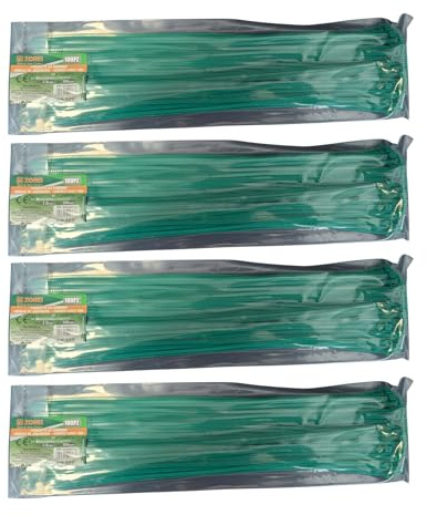 400 st gröna plastklämmor för trädgård, kabelband och rör, för elektriker och trädgårdsarbete (2,8 mm x 300 mm)