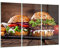 Mehrteilige Bilder auf Glas 165x110cm Glasbild Amerikaner Hamburger Essen Barbecue Groß XXL Wanddeko Schlafzimmer Küche Set 3 teilige Wandbilder Dekoration Wohnzimmer Modern Wand Art GCE165x110-2869