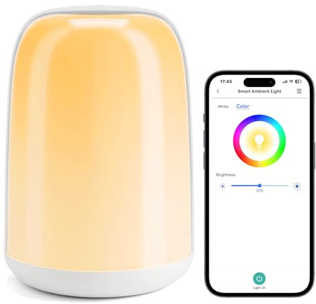 Meross_Smart Lámparas Inteligente LED, Lámparas de Mesita de Noche WiFi, Regulable RGBWW, Temporizador, para Dormitorios y Salones, Compatible con Apple HomeKit, Alexa y Google Home
