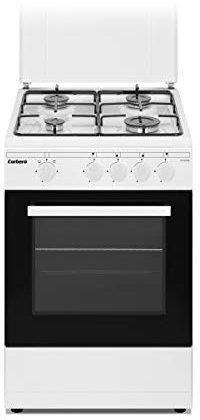 Corberó - Cocina a Gas Natural | CCSF45020NW | 43L | 4 Fuegos | Tapa Fogones de Metal | Puerta Horno Doble Cristal | Bandeja y Parrilla Cromada | Desconexión Automática Seguridad FFD | Blanco