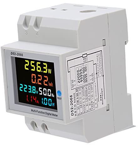 Changor Compteur Electrique Monophasé D52‑2066, Indicateur de Consommation Électrique Affichage LCD Kwh Compteur d'énergie AC40.0‑300.0V pour Ménage