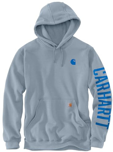 Carhartt Sweat-shirt imprimé en « C » à coupe ample Rain Defender d'épaisseur moyenne SWEATSHIRT Homme, bleu, M