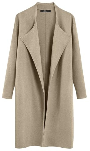 LILLUSORY Women's Long Cardigan Sweaters Oversized Fall Dressy Coatigan Jackets Trendy Knit Winter Coats LightTan L