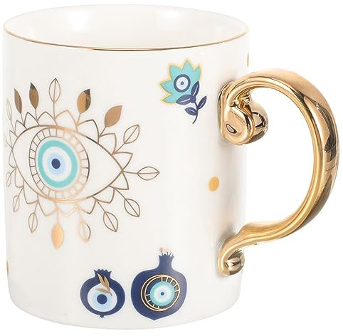 HEMOTON Tasses à café en céramique - Tasses à thé - Gobelets mauvais œil Nazar - Pour petit-déjeuner - Lait, cappuccino latte, tasse à thé - Pour la maison, le bureau - Décoration de table