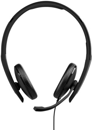 EPOS Auriculares con micrófono y SENNHEISER C10 3.5 mm, Cascos con Cable con una y Flexible y tecnología BrainAdapt, Negro, C10, 3.5mm Jack