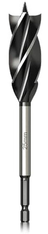 Meccion Profesional Broca para Madera 25mm x 165mm Self Feed Broca Taladro, 1/4 Hexagonal Vástago Brocas Espirales para madera