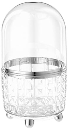 fanelod Soporte para brochas de maquillaje con tapa, organizador de brochas de maquillaje transparente giratorio de 360 grados, a prueba de polvo, almacenamiento de brochas de maquillaje con 6