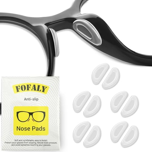 FOFALY Eyeglass Nose Pads, Anti Slip Nose Pads for Glasses, Soft Comfortable Silicone Cushions for Sunglasses, Reduce Pressure and Prevent Slipping for Glasses (5 Clear Pairs)
