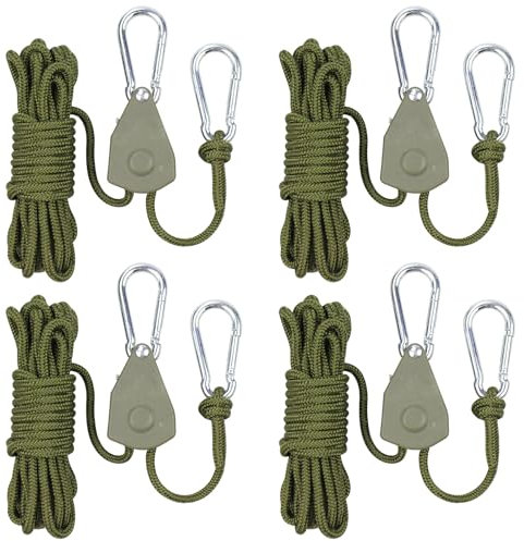 4PCS Reflective Tent Guy Ropes, 4 mm Tent Camping Cord with Pulley, 5M Heavy Duty Guide Buckle Rope with Aluminum Adjuster, Tent Guy Ropes for Awning Outdoor Tent Tarp Hiking Awning Picnicse - G