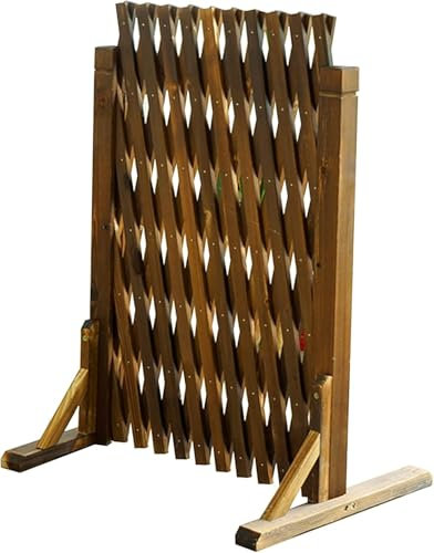 Pannello A Traliccio per Recinzione con Schermo da Giardino per Pianta, Cancello Ad Espansione Autoportante in Legno Recinzione per Impieghi Gravosi, 160 Cm / 1, Carbonized Color, W260cm x H110cm