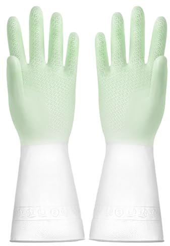 Gants Ménagers - Paire De Lave-vaisselle Facile À Porter, Nettoyage Étanche | Gants En Caoutchouc Réutilisables Pour Évier De Cuisine, Tâches De Salle De Bain, Protection Des Mains, Aide À Nettoyage Q