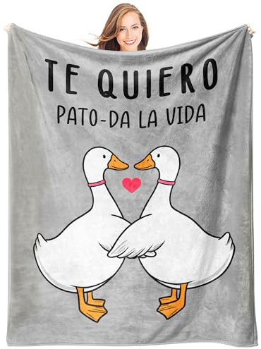 Giftasy Regalo Aniversario Pareja, Regalos Originales para Parejas - Manta con TE Quiero Patos Enamorados, Regalo Novia Novio Marido Ella, Regalo Aniversario Boda, Regalos Mujer Hombre(157 * 132cm)