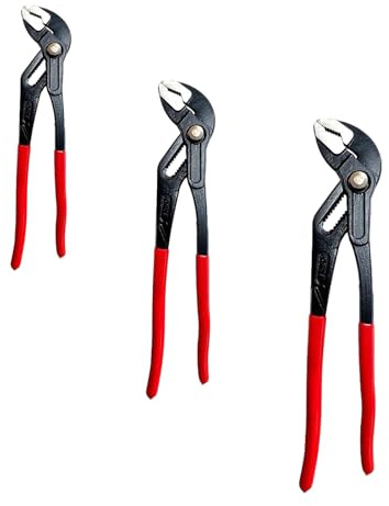 3-Piece Quick Adjust Groove Joint Pliers Set 7 10 12 Water Pump Pliers with Red Grips - Fast Groove Pliers for Plumbing, DIY, and General Use (Red)