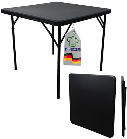 CHEFGASTRO Table de Balcon Pliante | HxLxP 74x86x86 cm | pour 4 Personnes | Plastique résistant aux intempéries | Noir