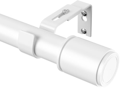 Bastone per tenda bianco, 79-240 cm, asta estensibile per tende con occhielli, 25 mm, regolabile, asta per tenda in metallo, con staffe e set di accessori