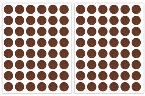 96uds Almohadillas Fieltro para Puertas Gabinete, 1,3cm Redondas Amortiguadores Silenciosos Muebles Autoadhesivos Herramientas de Fieltro para Muebles Cocina Suelo Cajones Mesa Silla (Marrón)