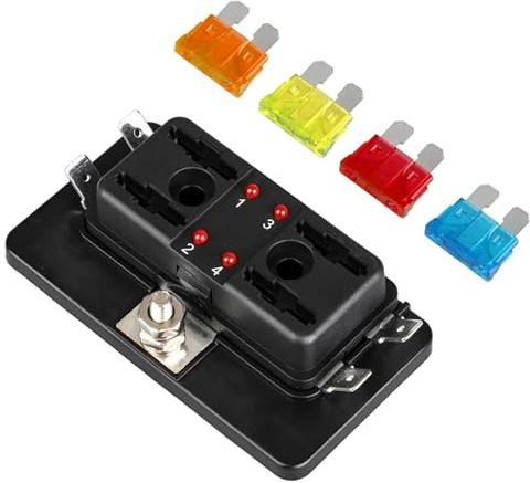 Bloc de fusibles à Lame avec Couvercle en Plastique, Support de boîte à fusibles 12V/32V et indicateur LED for Automobile et Utilisation