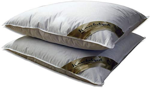 Meivita 2X Kopfkissen mit 70% Federn und 30% Daunen - Neue Gänsefedern und -daunen Klasse 1 – Federkissen-Set mit edler Biese in 80x80 cm Made in Germany