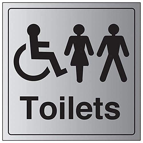 V Safety General Door-Disabled/Gents/Ladies Toilet Sign - 200mm x 200mm - 1.6mm Alu Rigid Plastic