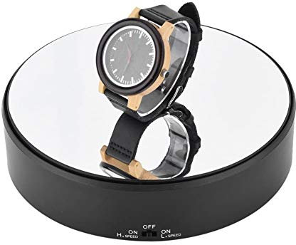 Alvinlite Présentoir Rotatif électrique à 360 ° - Affichage de Support de Chaussures de Montre de Bijoux de Plateau tournant de Vitesse réglable de Surface de Miroir