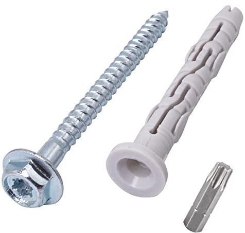 SKIR'CO Lot de 20 Chevilles Universelles pour Cadre 10 x 80 mm avec Vis et Rondelle Pressée, Murales en Plastique