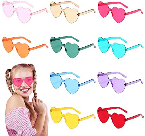 10 Stück Klar Party Brillen Sonnenbrille Party Herzbrillen Heart Sunglasses Party Accessoires Herzen Brille Herz Brillen Für Urlaub Parteien, Geburtstagsfeiern, Musik Festivals Foto Requisiten