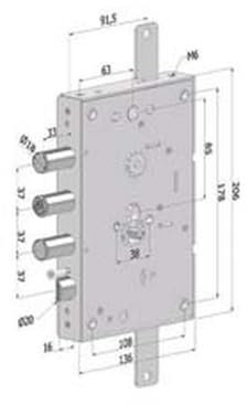 1PEZZO SERRATURA TRIPLICE P/PORTE BLINDATE CILINDRO EUROPEO REVERS.INT.37 265 - (2651SCR0337CXX)