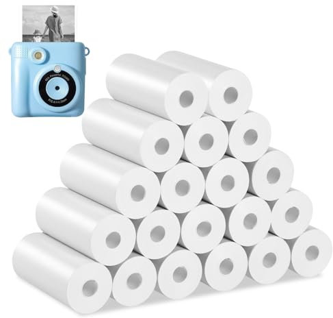 JIANTA 20 Rollen Thermopapier für Kinderkamera Druckpapier 57mm, Nachfülldruckpapier für Sofortbildkamera Thermorollen Nachfüllpapier für Kinderkamera Mini Thermal Drucker
