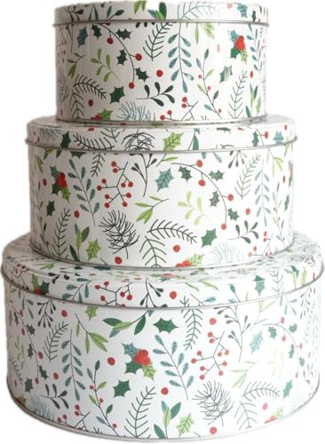 khevga Keksdose Weihnachten Set Plätzchendose aus Blech Set (weiß-bunt)