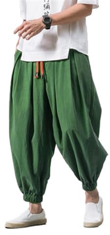 LYZXYZAI Kampfkunst Tai Chi Trainingshosen Unisex Freizeithose Weite Beine Bloomers Yoga Pumphose Pump Haremshose Qigong Shaolin Weite Beine Elastische Taille Tai Chi Kung Fu Hose,008,M