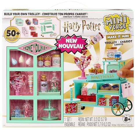 MGA's Miniverse Make It Mini Honeydukes Trolley- Harry Potter Mini-Sammlerstücke, 50+ Teile, Kunstharz-Bastelspiel, Nachgebildete Lebensmittel, Für Sammler & Kinder ab 8, Nicht ESSBAR