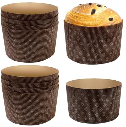 Bosreroy Panettone korrugerade pappersformer, 10-pack julbakningskoppar, engångsbakredskap för bakning och bulkbakning