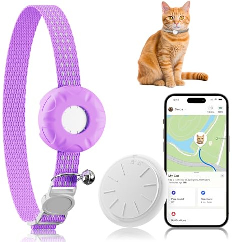 ZFSJTAG Cat Tracker, Lightweight Pet Tracker for Cats, No Monthly Fee, Waterproof Cat GPS Tracker, Compatible with Apple Find My App(Only iOS), Real-Time Tracking, Precise Positioning, Smart Alerts