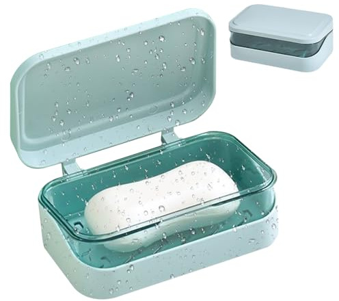 Krmoau Boîte à savon de voyage, boîte à savon double couche, avec couvercle, pour voyage, baignoire, douche, camping