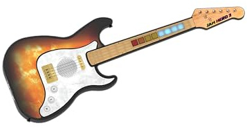 Cefa Toys iDance - Chitarra elettrica Jam Hero 3, dimensioni reali con luci LED, battiti, soli, app interattiva, batteria ricaricabile, altoparlante ed effetti
