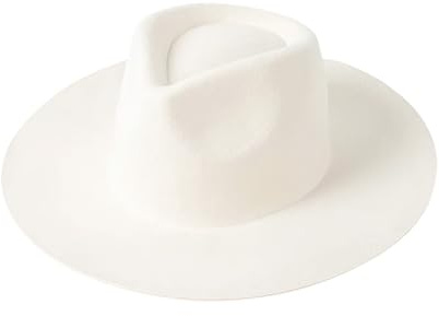 OHEETU Cappello Fedora bianco a tesa larga da 58 cm, in feltro, regolabile, cappello Panama unisex Trilby Church Jazz Dress Cap