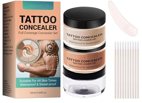 Tattoo Concealer für Körper - Zweifarbig Tattoo Abdecken Wasserfest - Tattoo Cover Up Makeup - Tattoo Abdeckung Creme, Hohe Abdeckung Concealer, Lang Anhaltend Body Concealer für Narben