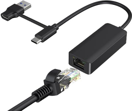 Tarjeta de red USB - Adaptador Gigabit USB 3.0 de 1000 Mbps, interfaz tipo C, conector LAN con cable, dongle externo de Internet, adaptador Ethernet sin controlador para laptop, computadora, teléfono