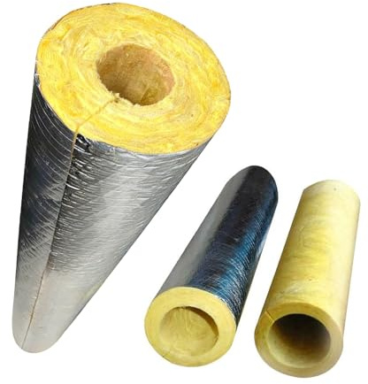 Aislante para Tuberias de Estufa, Lana de Roca con Aluminio 34 48 165 159 114 133 108 89 mm, Resistencia a Altas Temperaturas, Conducto de Chimenea Tubo de Aislamiento(34mm x 50mm Wall)