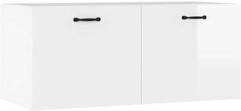 Mhdvray Armadietto da parete bianco lucido, 80 x 36,5 x 35 cm, in legno con scomparti, moderno mobile sospeso per soggiorno, mensola da parete per ufficio