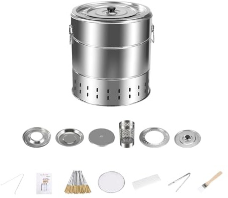 Homyl Cubo para Barbacoa, Parrilla de Acero Inoxidable, Accesorio de Cocina, Parrilla para Brochetas, Ideal para Barbacoas en El Patio Y Fiestas Al, s