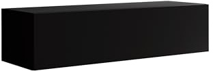 MB Muebles Bonitos, Mueble TV Colgante Berit H120 para Salón Moderno, Mueble Modular Suspendido en Pared, Puerta de PVC Alto Brillo, Estructura Melamina Mate, Color Negro, 120x30x40 cm