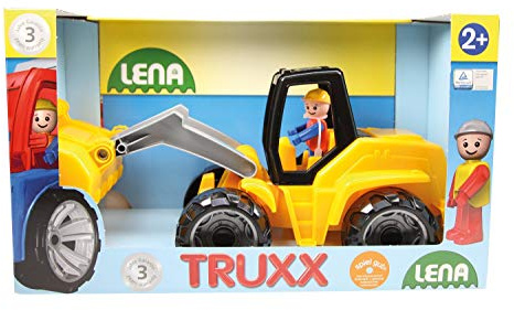 Lena 04412 TRUXX, Konstruktion ca. 37 cm, Frontlader mit funktionaler Schaufelfigur, für Kinder ab 2 Jahren, Spielfahrzeug-Set gelb