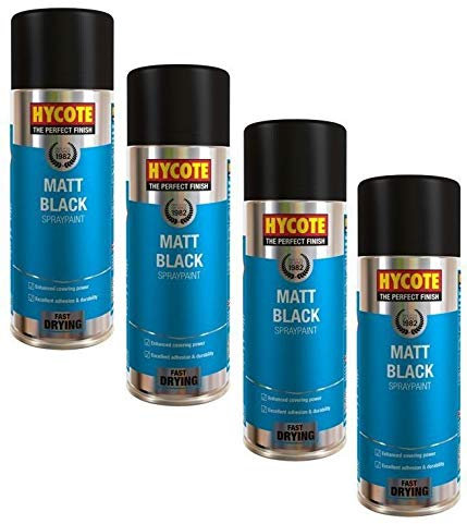 Hycote XUK027 Matt Black Fast Drying Spray Paint 400ml X 4