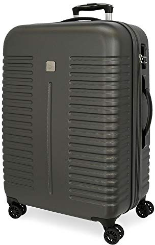 Roll Road India Valise Moyenne Gris 48x70x27 cms Rigide ABS Serrure à combinaison 75L 3,7Kgs 4 roues doubles Extensible