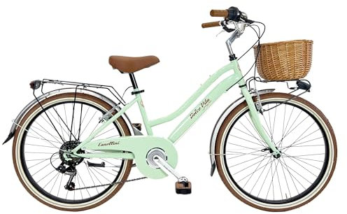 Mädchenfahrrad Canellini Citybike Vintage Retro Sweet Vita via Veneto Retro Retro Korb Shimano (hellgrün)