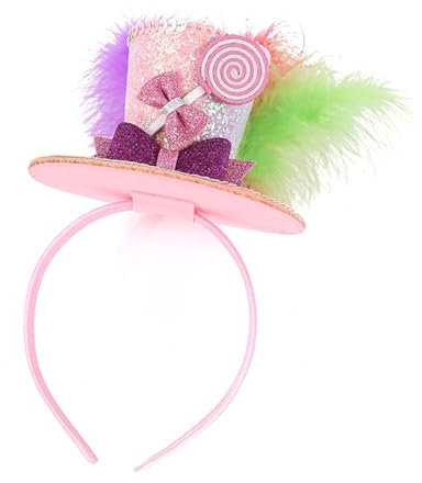 Freebily Damen Paillette Feder Bowknot Top Hat Stirnband Shiny Sequins Mini Zylinder Hut Haarreif Halloween Abschlussball Karneval Party Kostüme Zubehör 1 Stück One Size